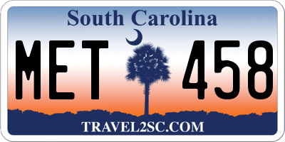 SC license plate MET458