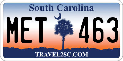 SC license plate MET463