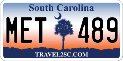 SC license plate MET489