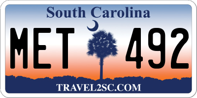 SC license plate MET492