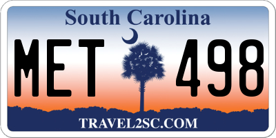SC license plate MET498
