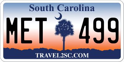 SC license plate MET499