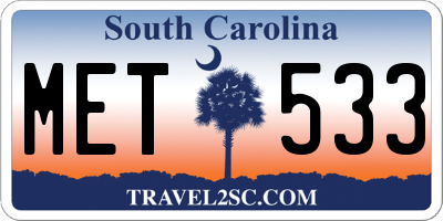SC license plate MET533