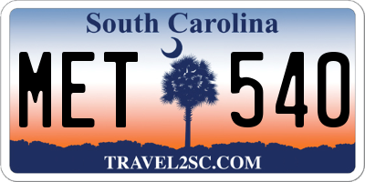 SC license plate MET540