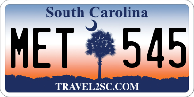 SC license plate MET545