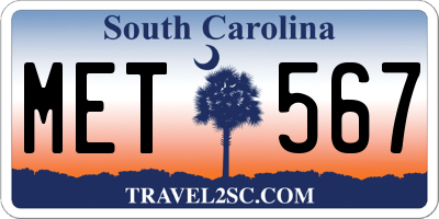 SC license plate MET567