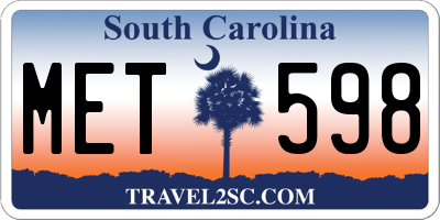 SC license plate MET598