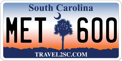 SC license plate MET600