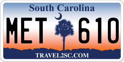 SC license plate MET610