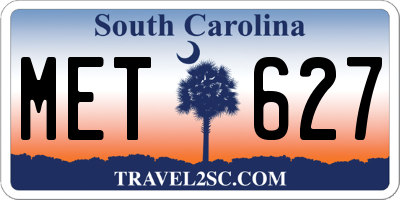 SC license plate MET627