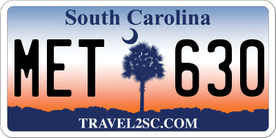 SC license plate MET630