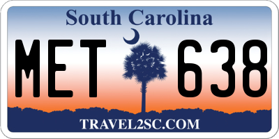 SC license plate MET638