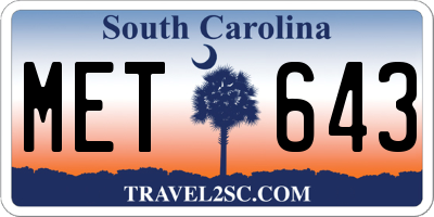 SC license plate MET643