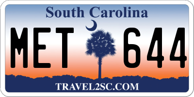 SC license plate MET644