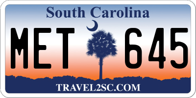 SC license plate MET645