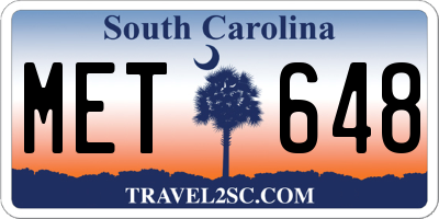 SC license plate MET648