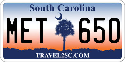 SC license plate MET650