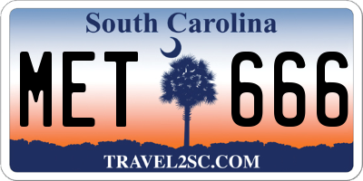 SC license plate MET666