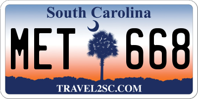 SC license plate MET668