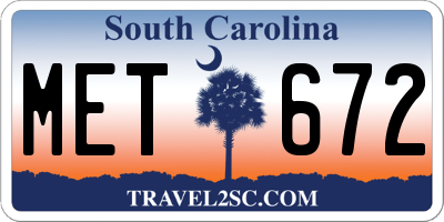 SC license plate MET672