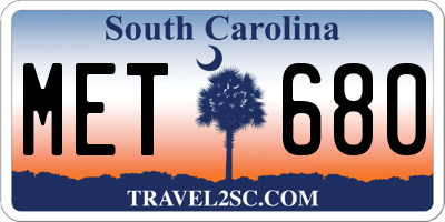 SC license plate MET680