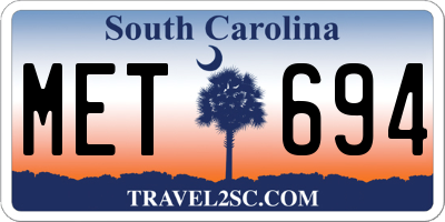 SC license plate MET694