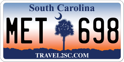 SC license plate MET698