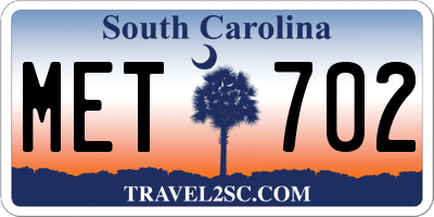 SC license plate MET702
