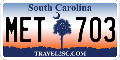 SC license plate MET703