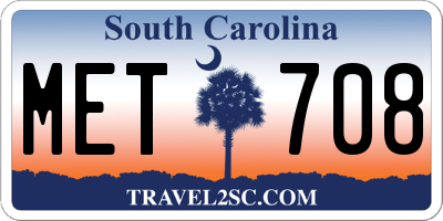SC license plate MET708