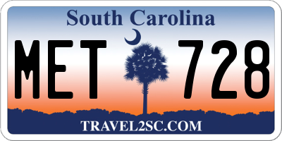 SC license plate MET728