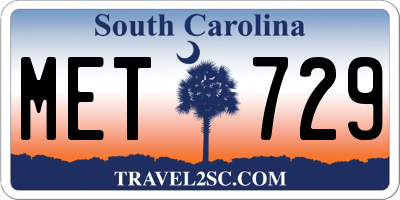 SC license plate MET729