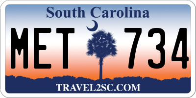 SC license plate MET734