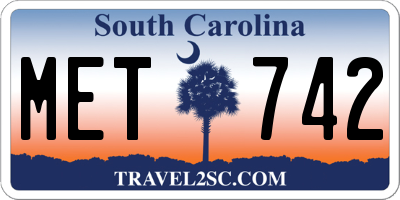 SC license plate MET742