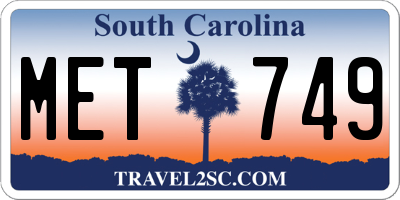 SC license plate MET749