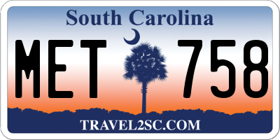 SC license plate MET758