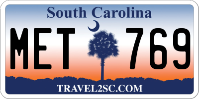 SC license plate MET769