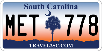 SC license plate MET778