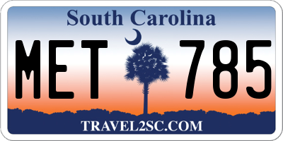 SC license plate MET785