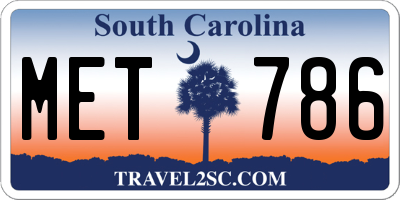 SC license plate MET786