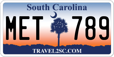 SC license plate MET789