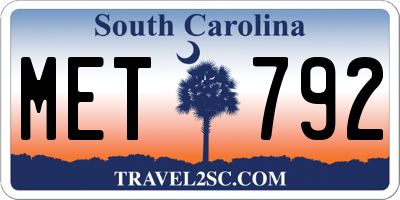 SC license plate MET792