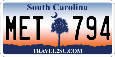 SC license plate MET794