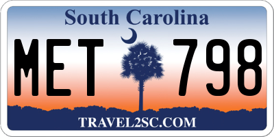 SC license plate MET798