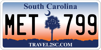 SC license plate MET799