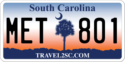 SC license plate MET801