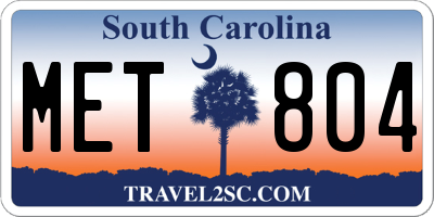 SC license plate MET804