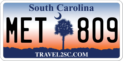 SC license plate MET809