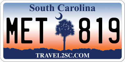 SC license plate MET819