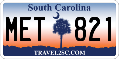 SC license plate MET821